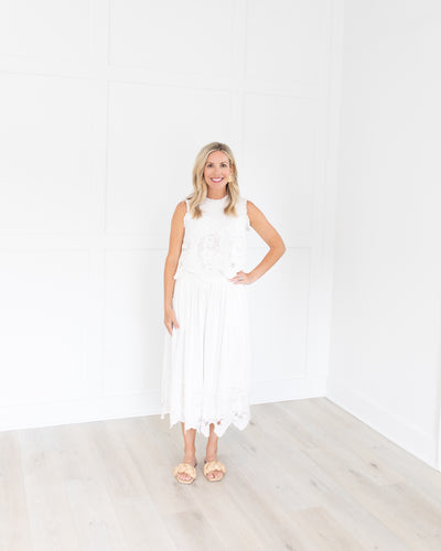 Nathalie Skirt in White Embroidery