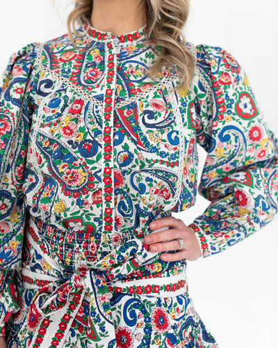 Megan Top in Red, White and Blue Paisley by Love the Label