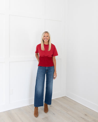 Red Top With Shirring