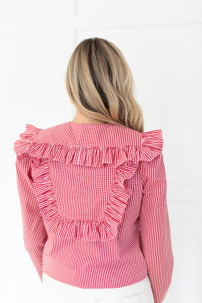 Mae Top in Carmine Check by Hunter Bell