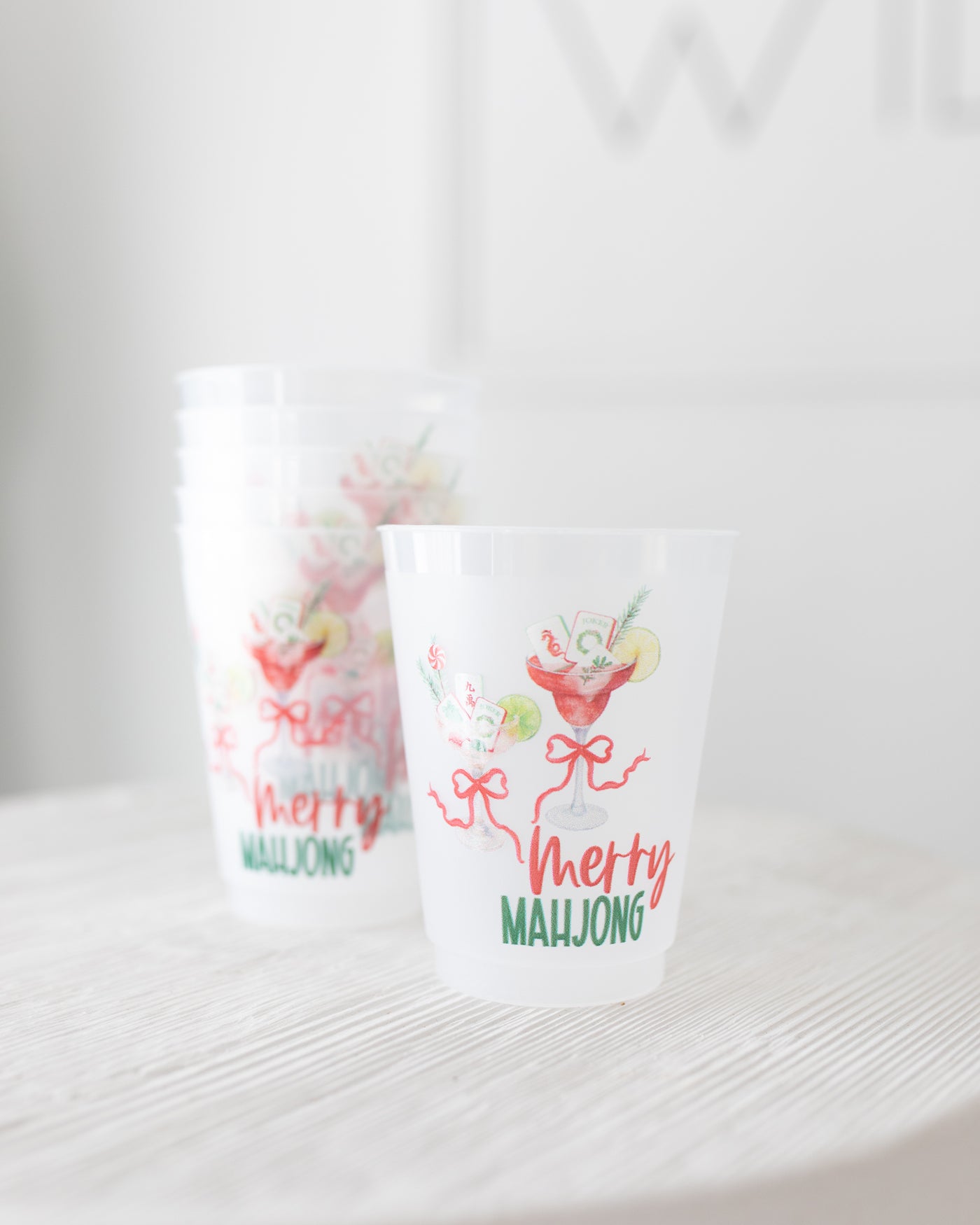 Merry Mahjong Cocktails Frosted Cups