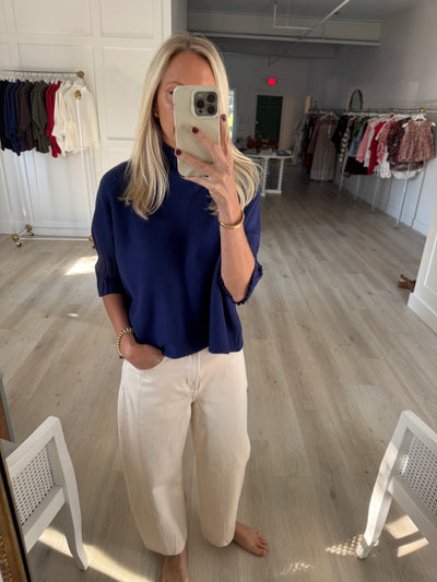 Navy Mock Neck Sweater