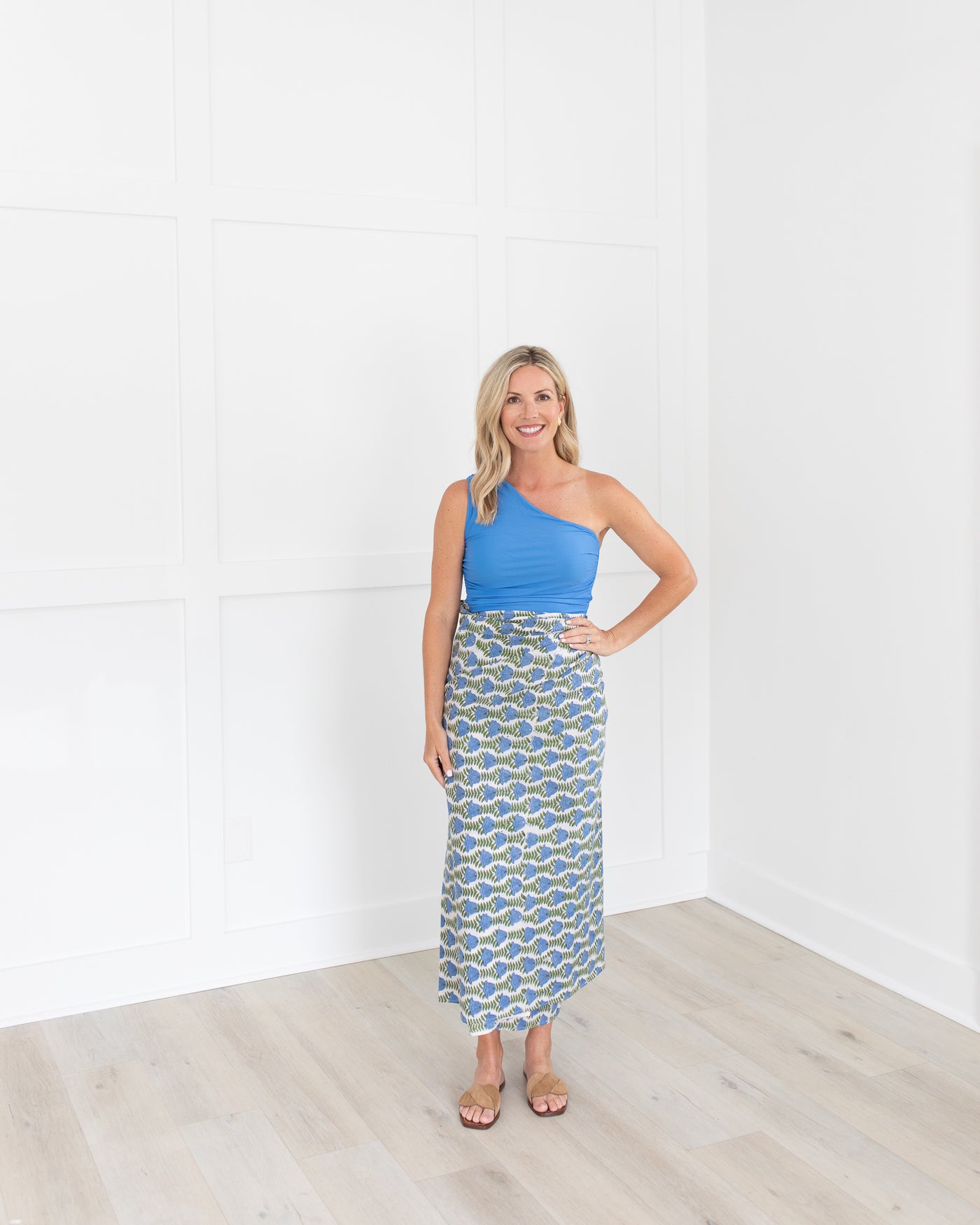 St. Teresa Sarong in Blue Green Floral