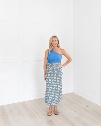 St. Teresa Sarong in Blue Green Floral