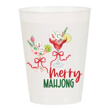Merry Mahjong Cocktails Frosted Cups Christmas