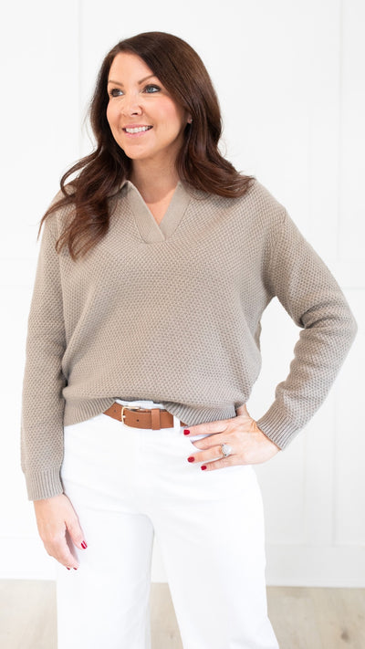 Mocha Knit Collared Sweater