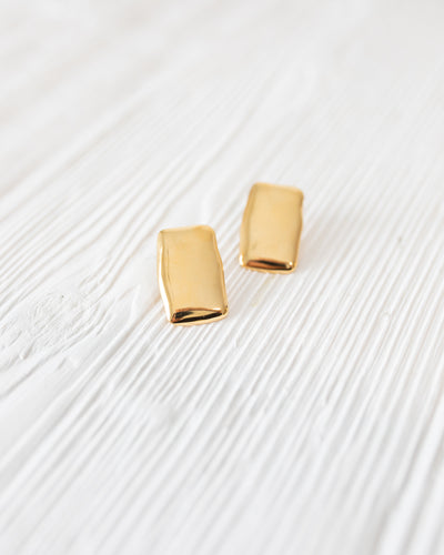 Wave Block Earring in Gold