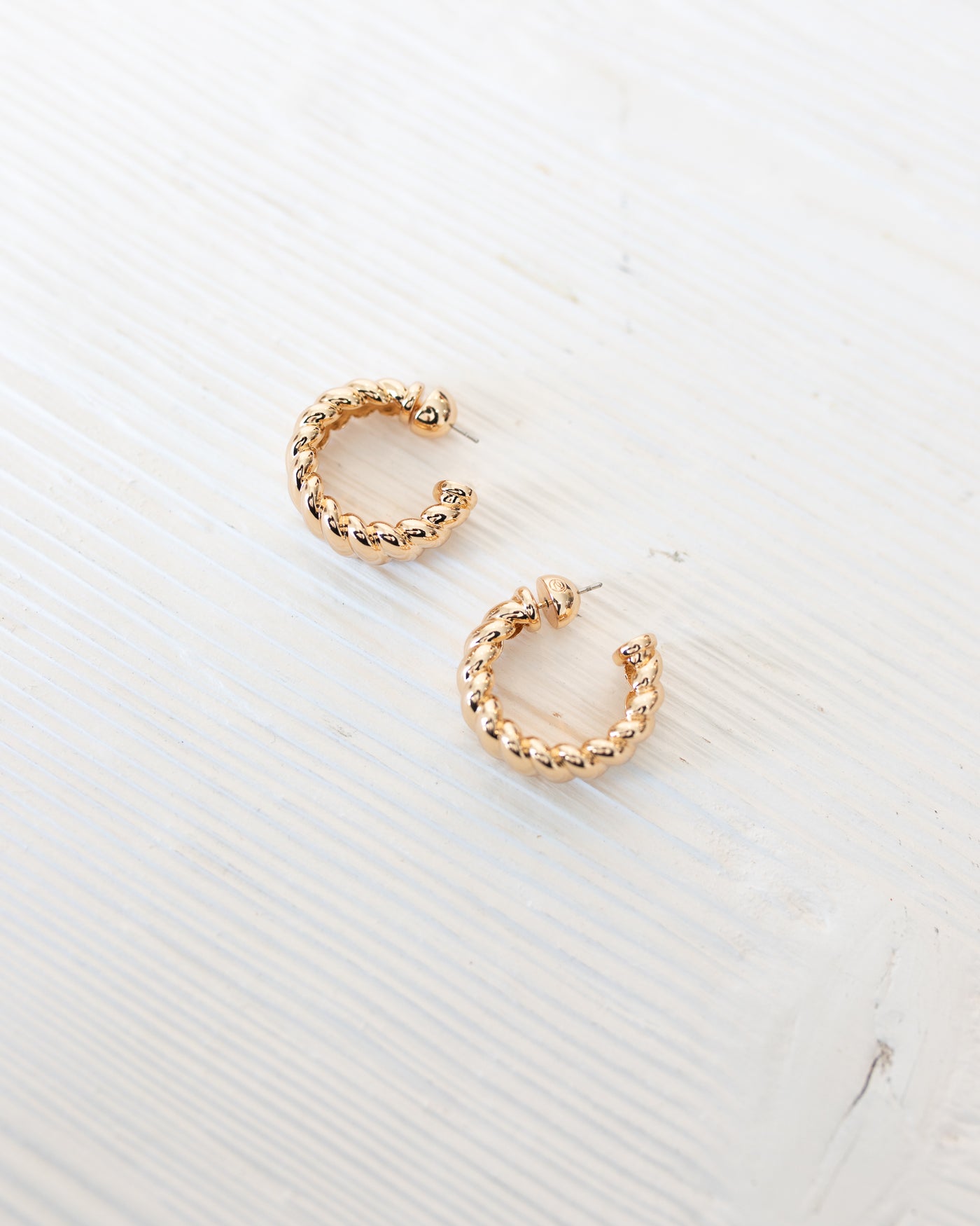 Gold Ribbed Hoops