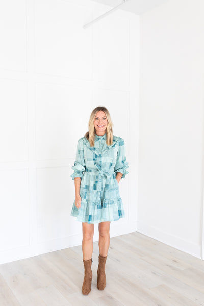 Dale Dress in Blue Print