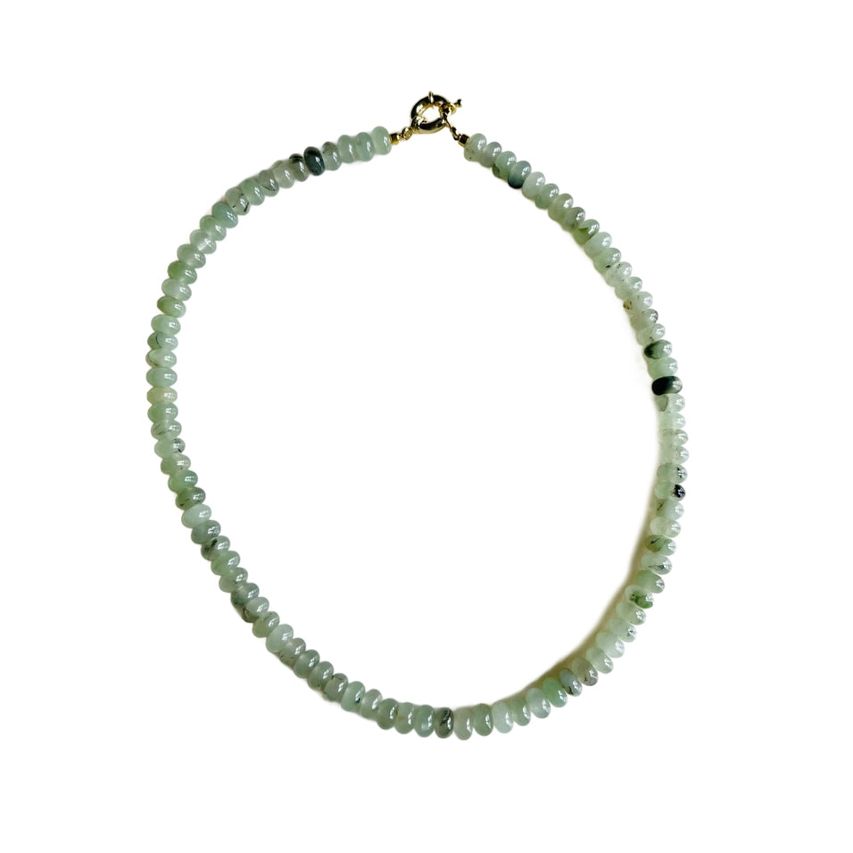 Green Prehnite Jade 17" Beaded Necklace