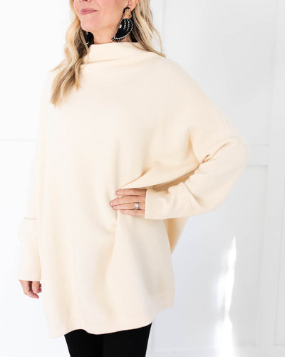 Cream Oversized Textured Sweater