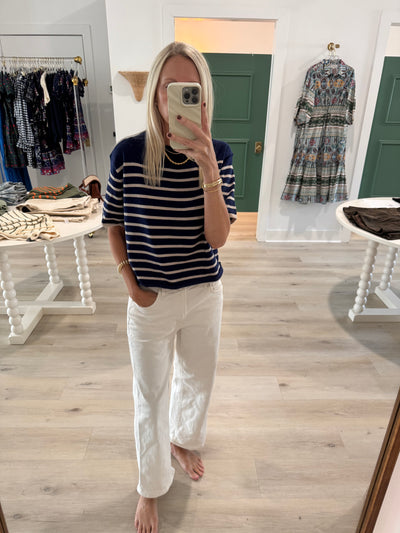 Navy and Neutral Stripe Sweater