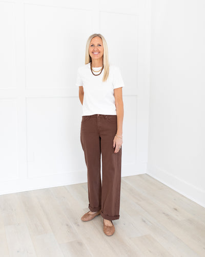 Cocoa Mid Rise Ankle Barrel-Relaxed Baggy Pants