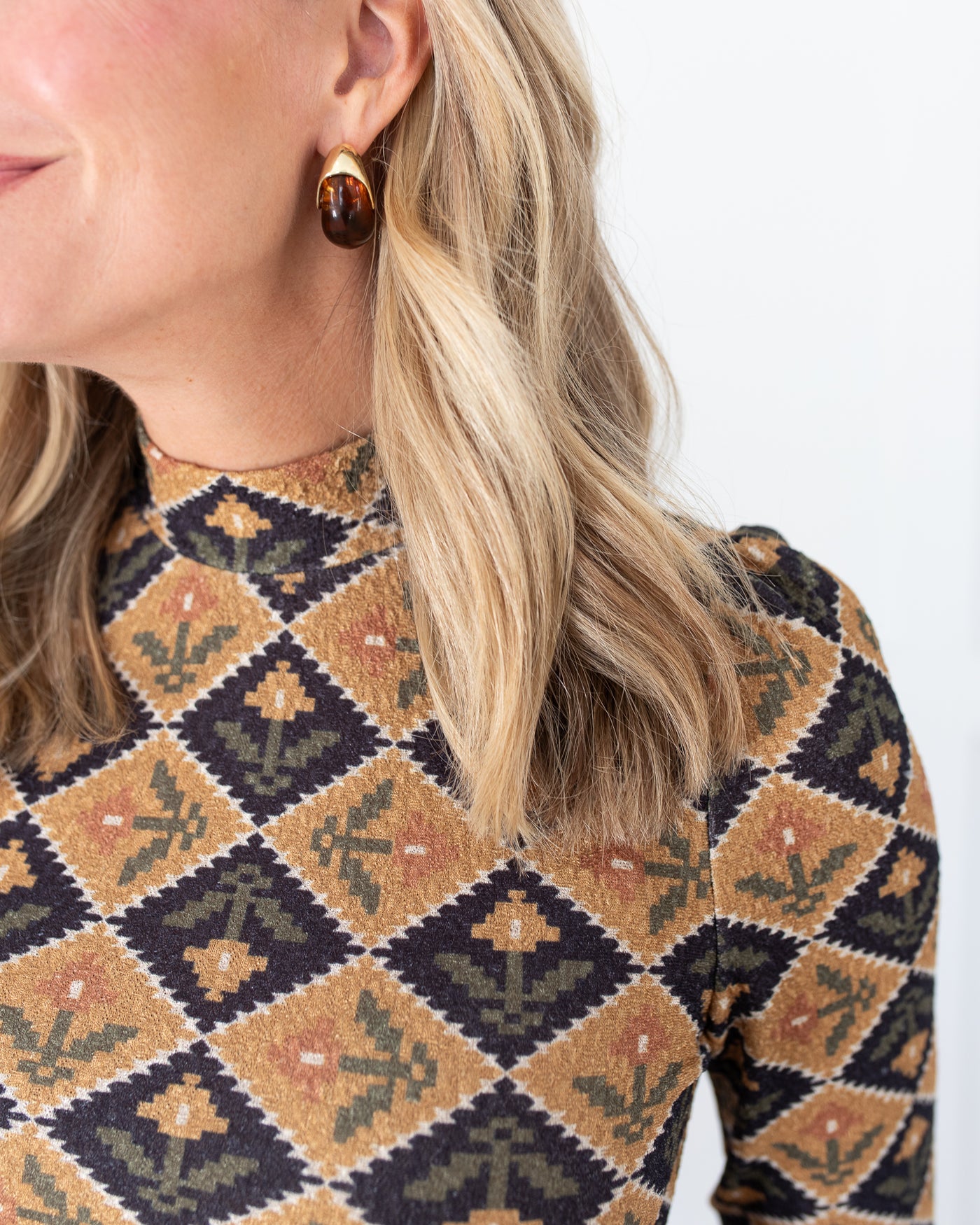 Gold & Black Geometric Long Sleeve Top