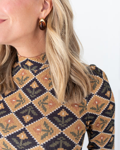 Gold & Black Geometric Long Sleeve Top