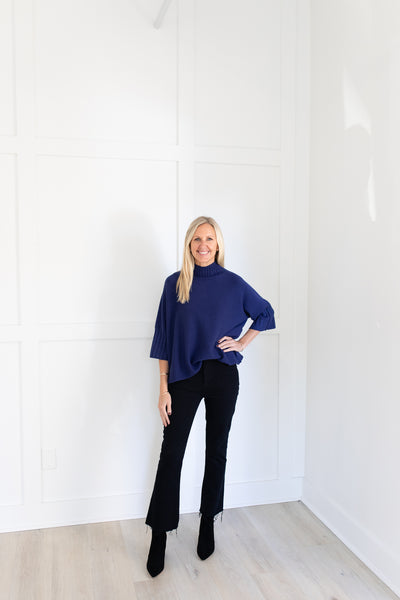 Blue Mock Neck Sweater