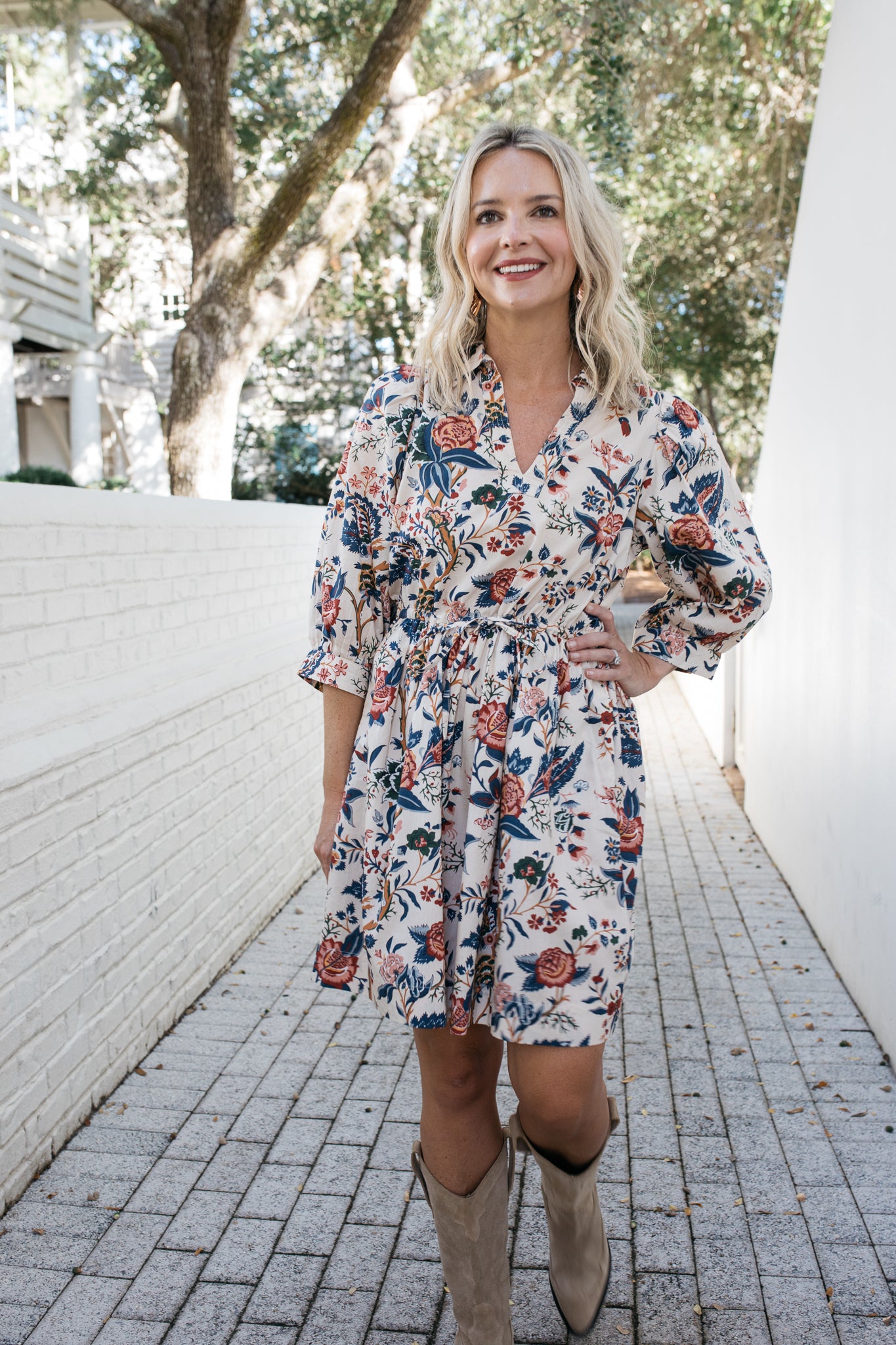 Caroline Dress in Fall Floral Print