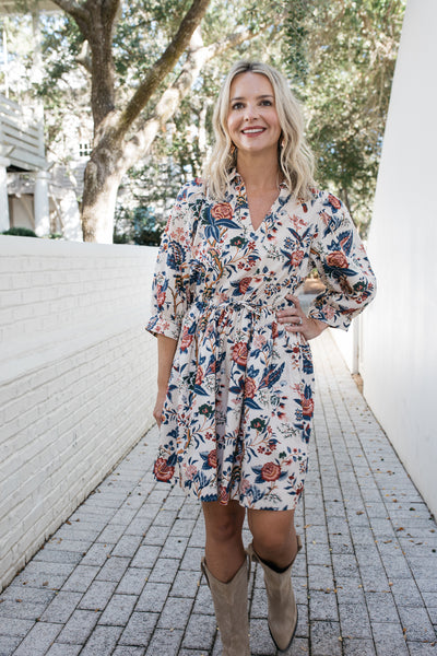 Caroline Dress in Fall Floral Print