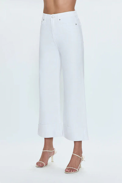 Vivid White Lana Crop with Cuff High Rise Wide Leg