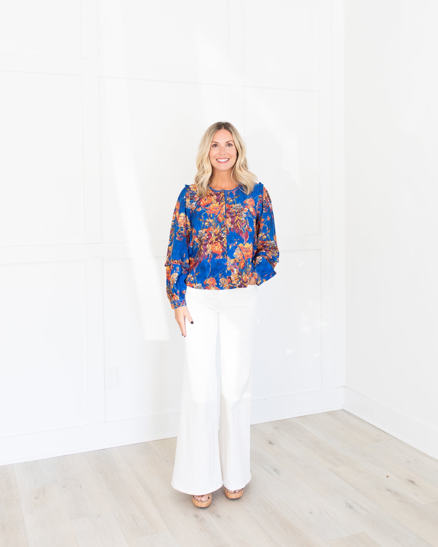 Weekend Blouse in Watercolor Bouquet by HUNTER BELL