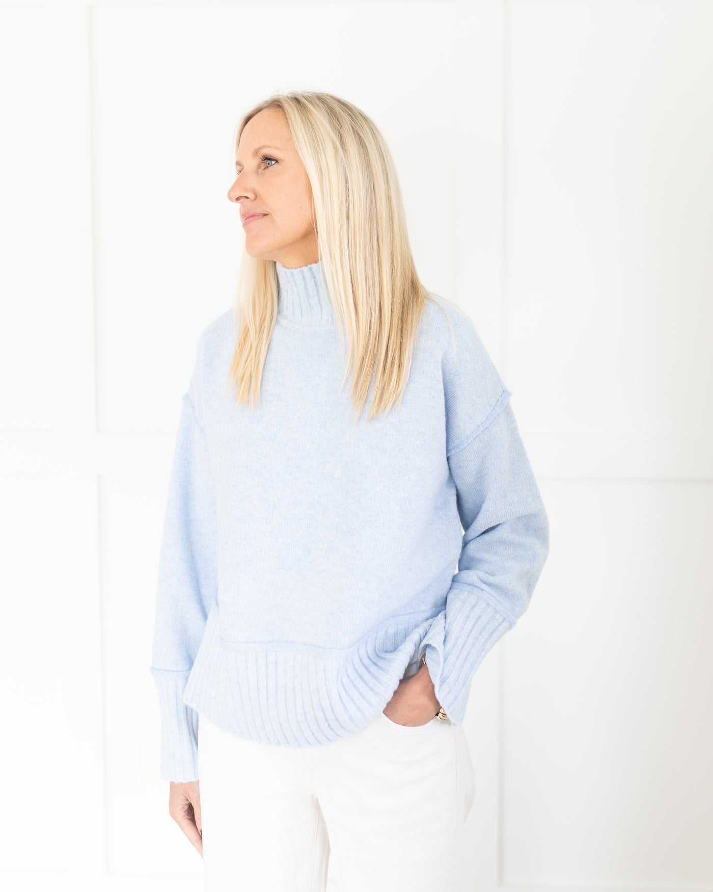 Powder Blue Mock Neck Sweater