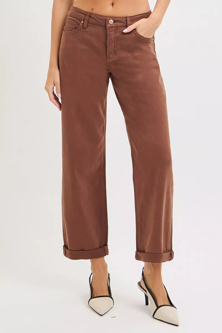 Cocoa Mid Rise Ankle Barrel-Relaxed Baggy Pants