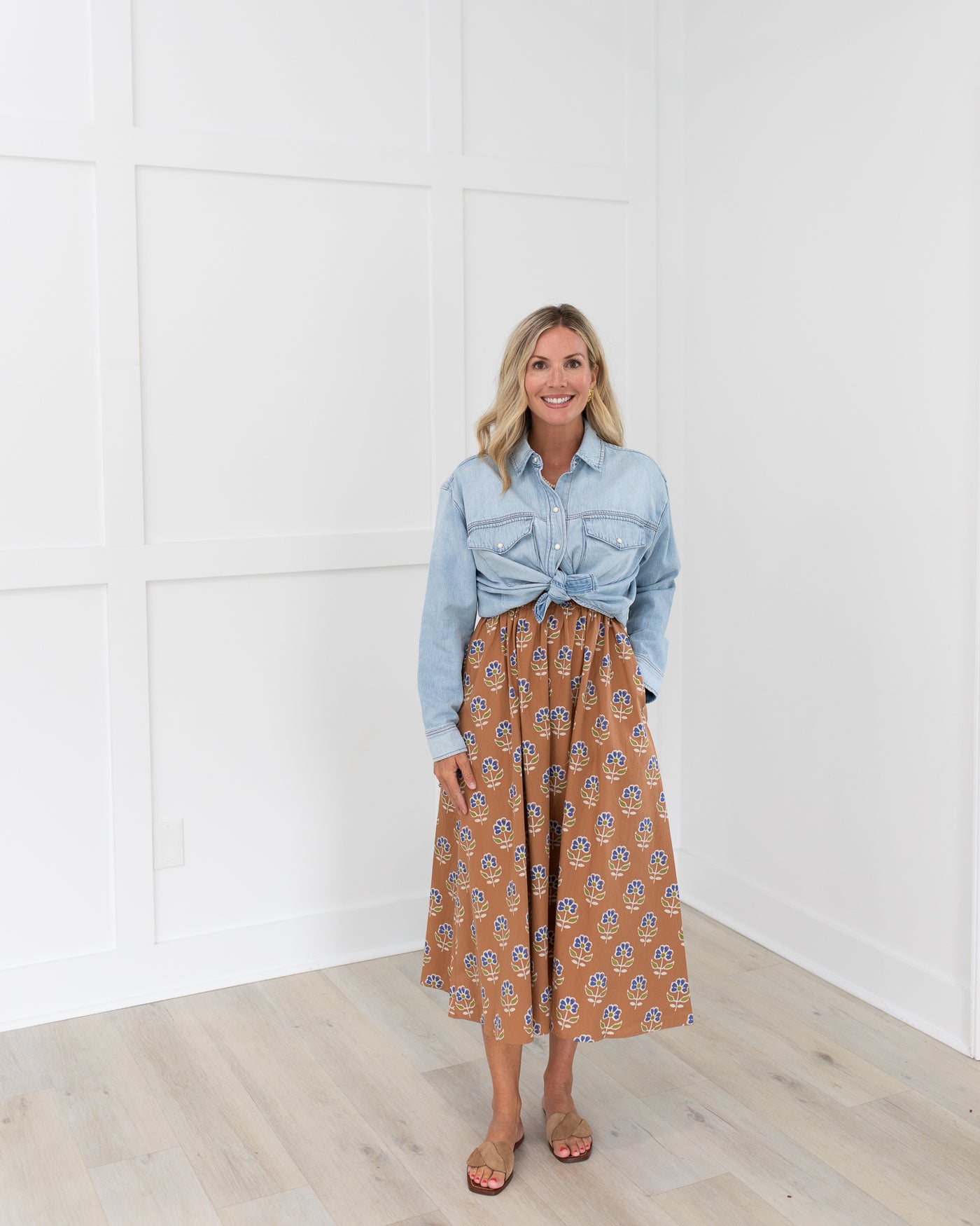 Smocked Dress in Maple Sprigs
