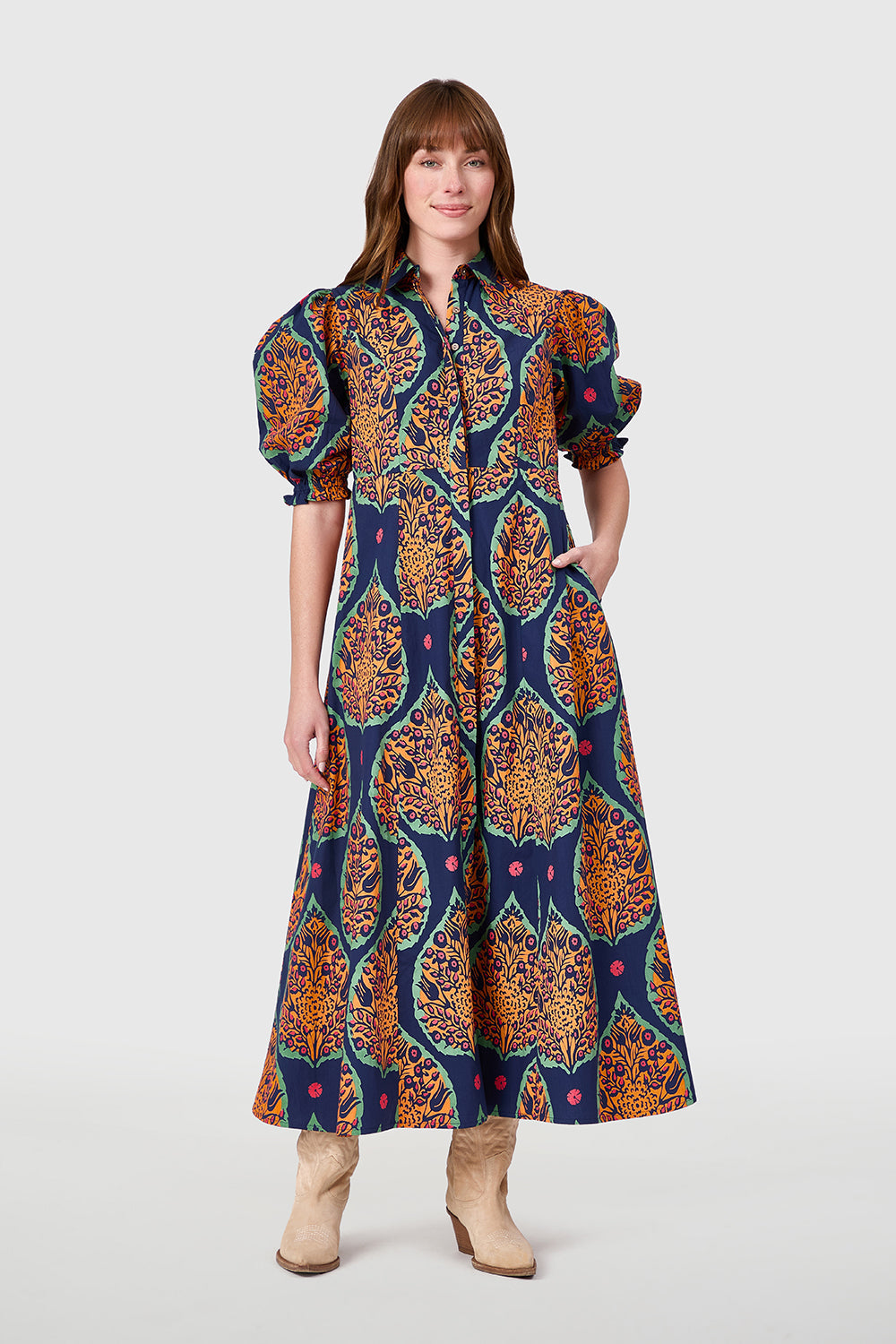 Rosie Dress in Saffron Botanicals