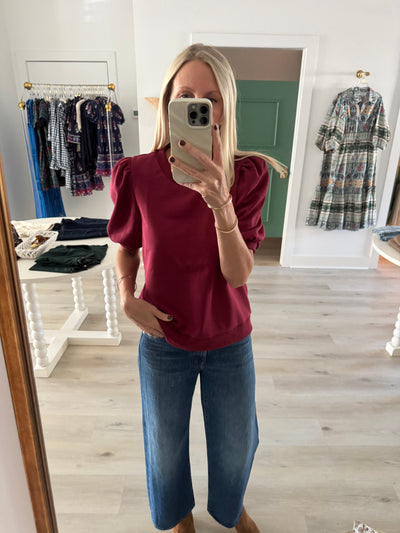 Crimson Puff Sleeve Sweatshirt