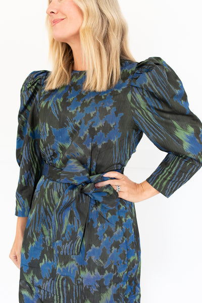 Sutton Dress in Blue Black by Hunter Bell