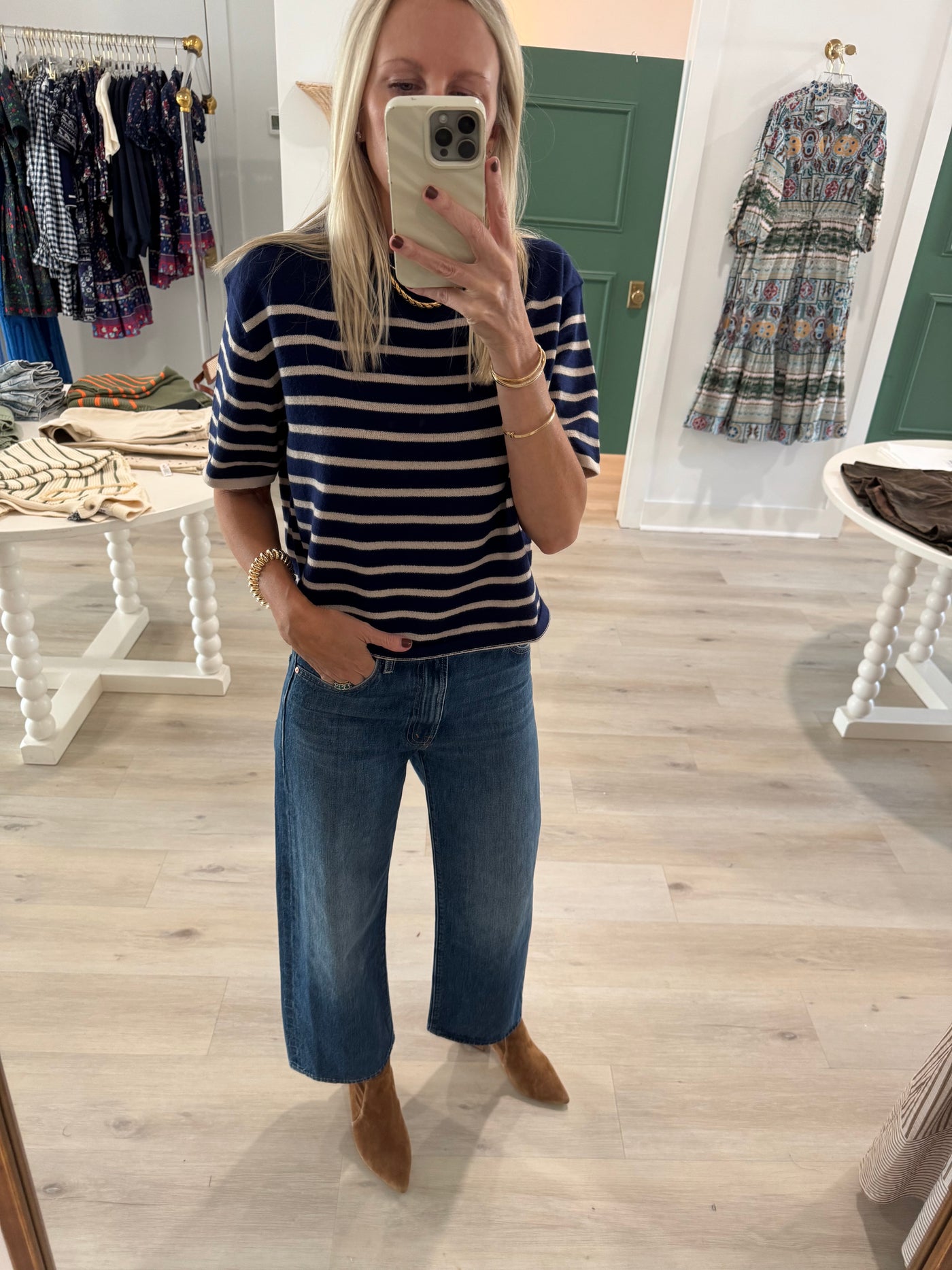 Navy and Neutral Stripe Sweater