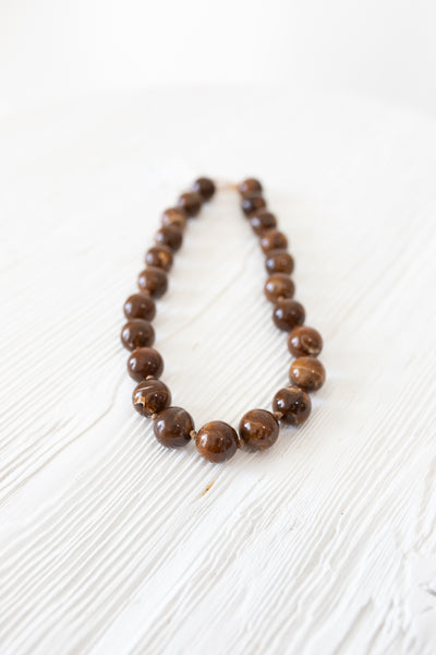 Brown Chunky Round Beaded Necklace