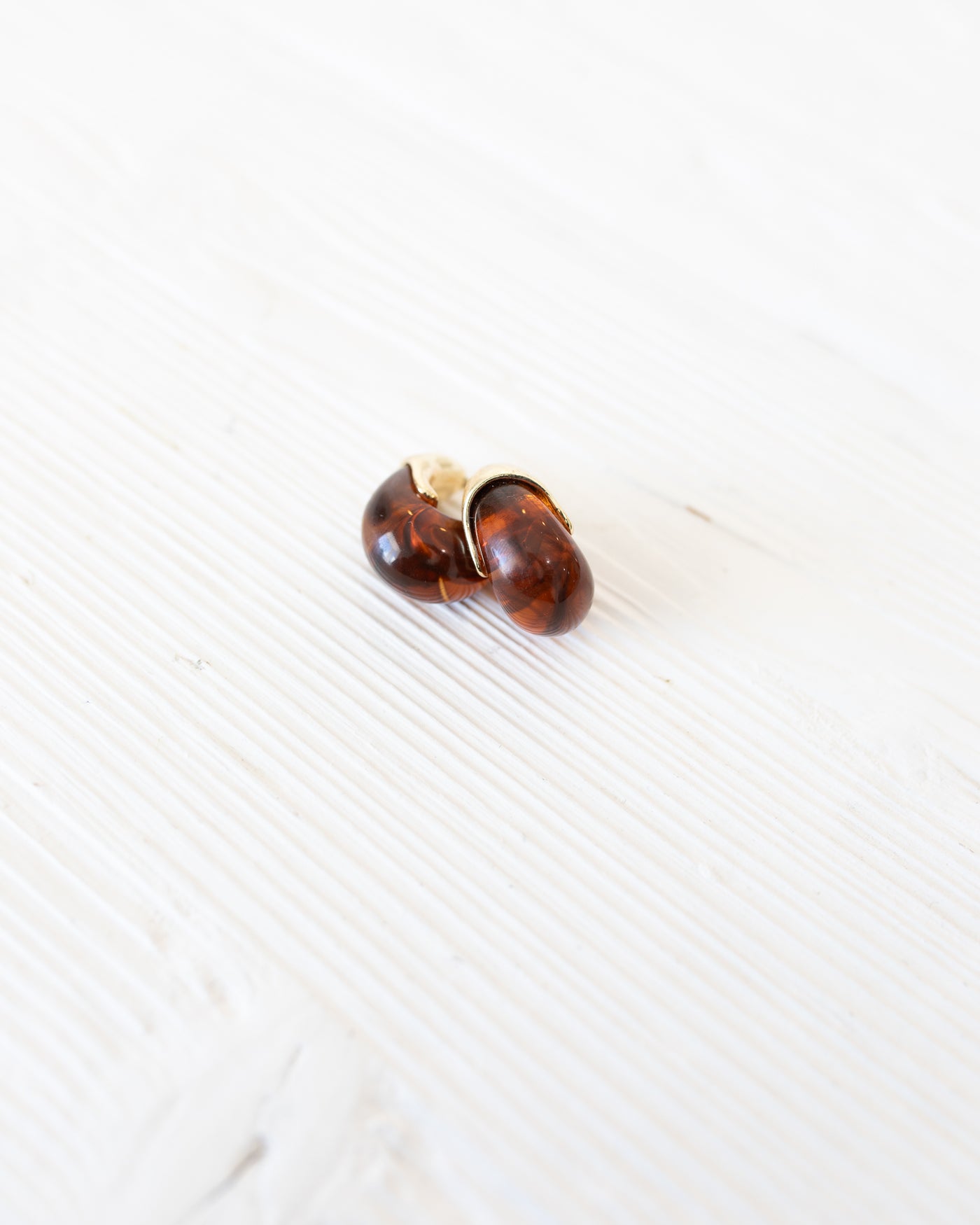 Amber Tortoise and Gold Teardrop Earrings