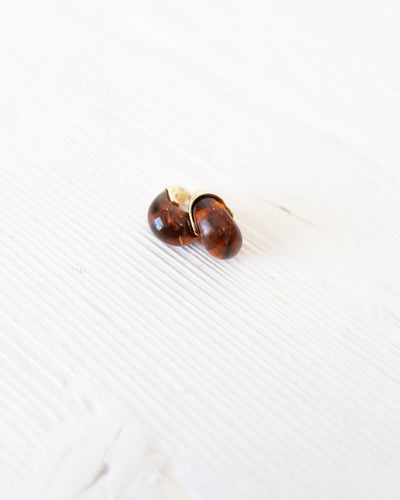 Amber Tortoise and Gold Teardrop Earrings