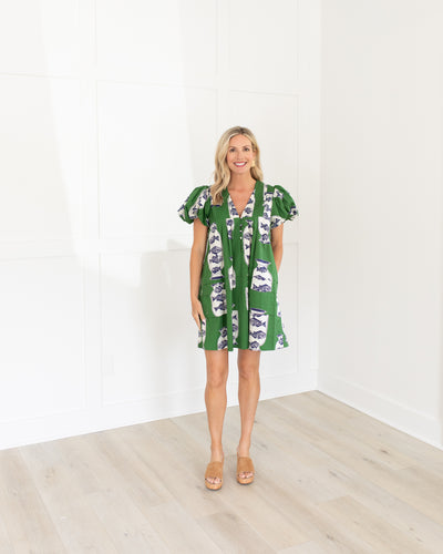 Wilkes Dress in Herring Green