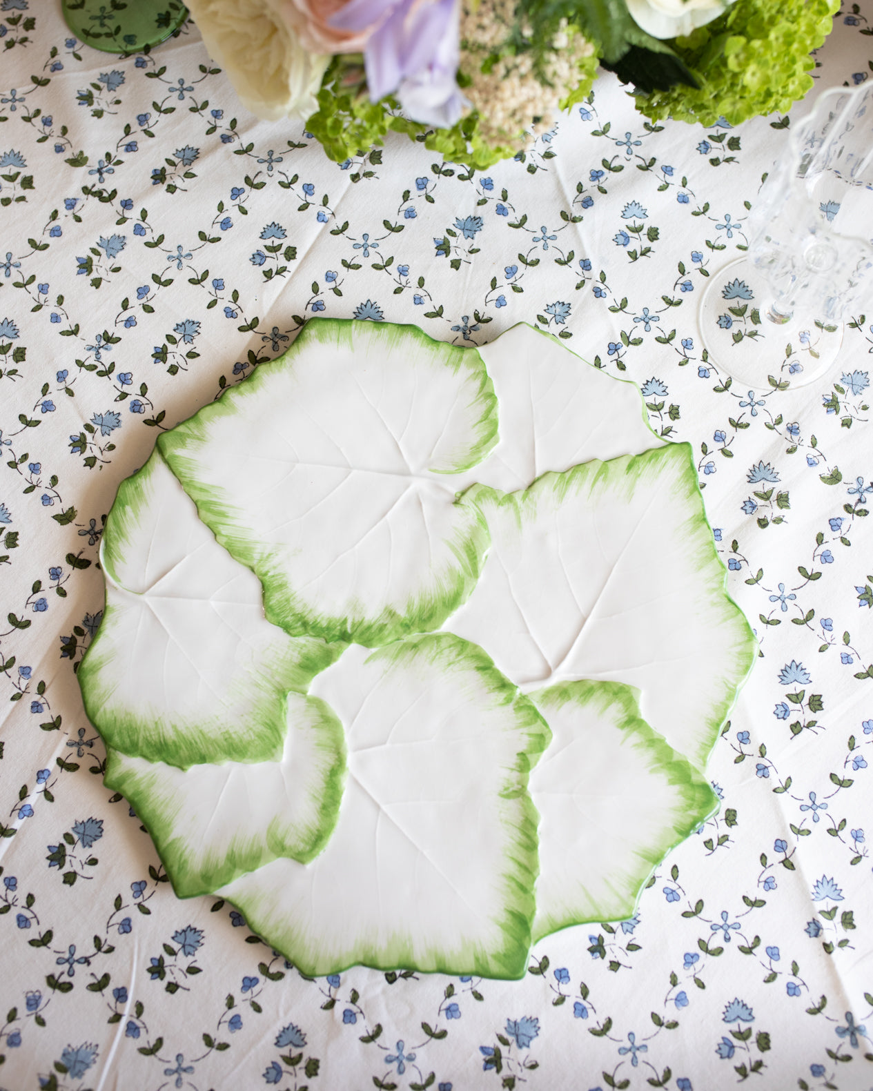 Green and White Leaf Cheese Plate
