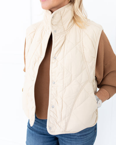 Quilted Vest in Ecru