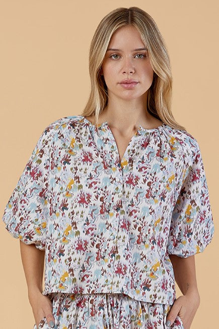 Freda Top in Aqueous Petals