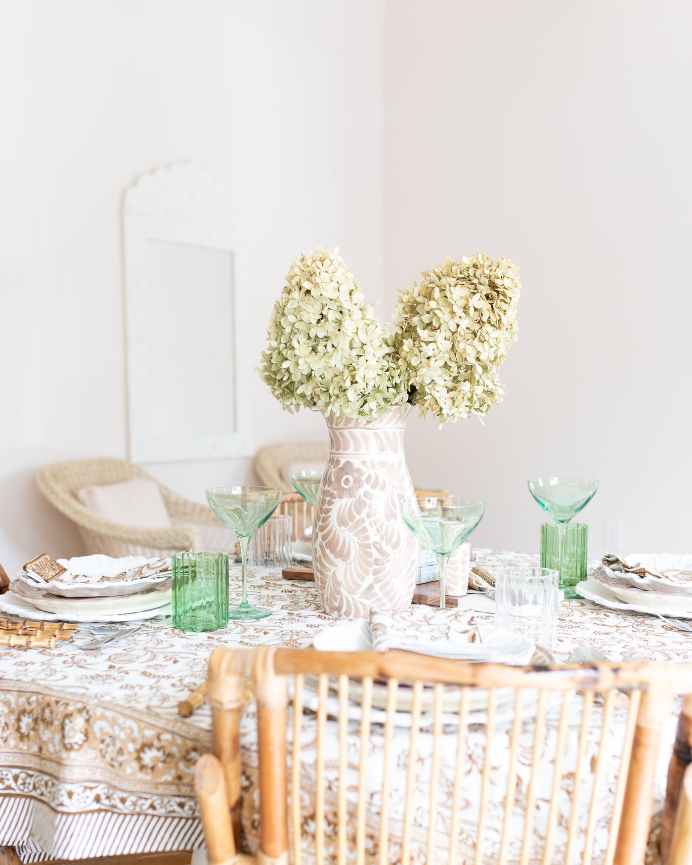Brown and White Autumn Floral Tablecloth