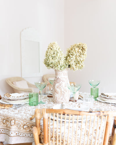 Brown and White Autumn Floral Tablecloth