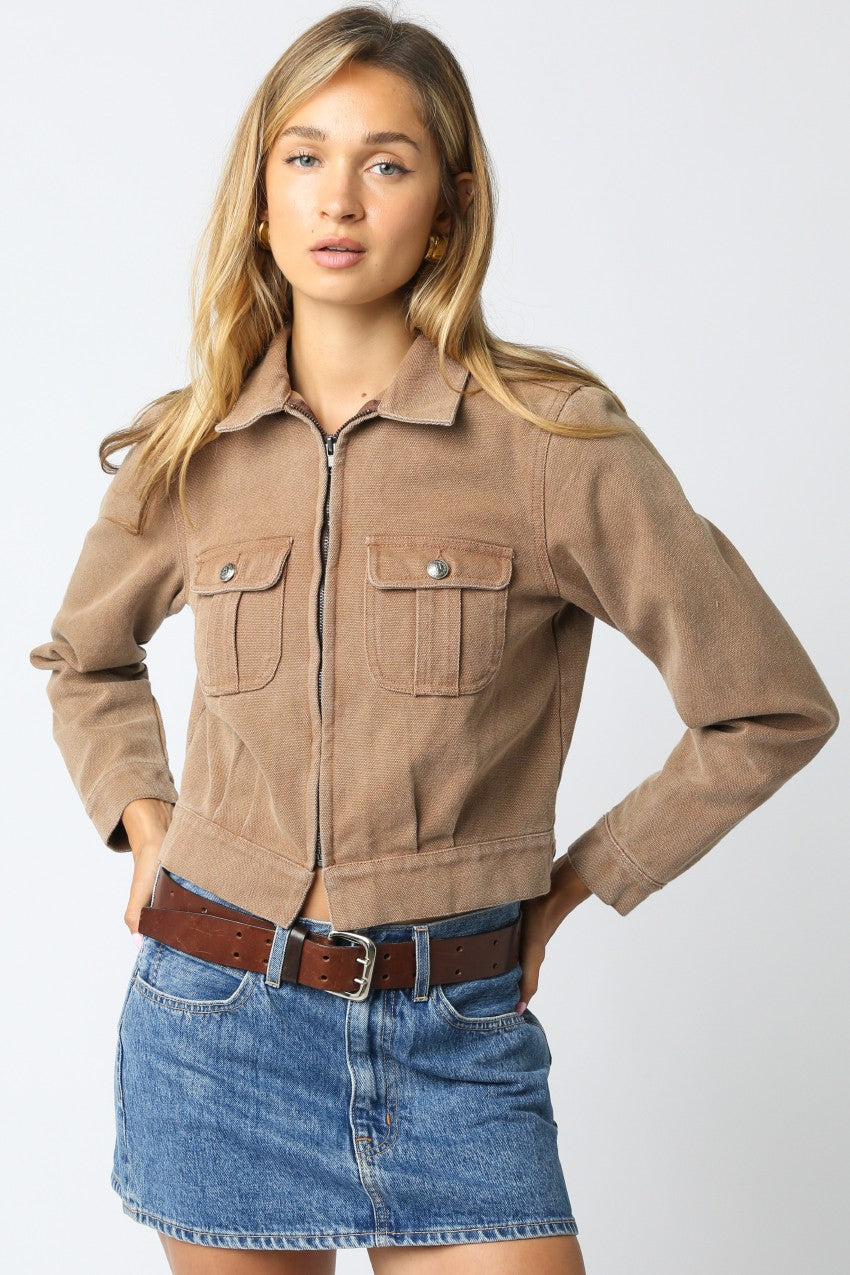 Taupe Denim Pocket Jacket