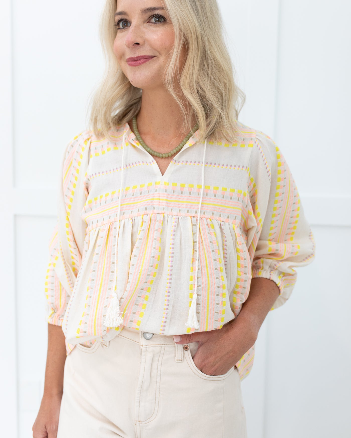 Pink and Yellow Aztec Blouse Ophelia