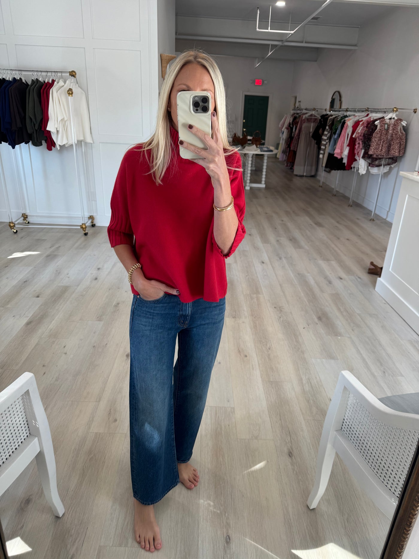 Red Mock Neck Sweater