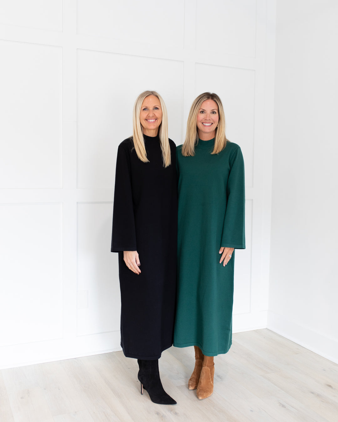 Wintergreen Long Sleeve Mock Neck Midi Dress Medium