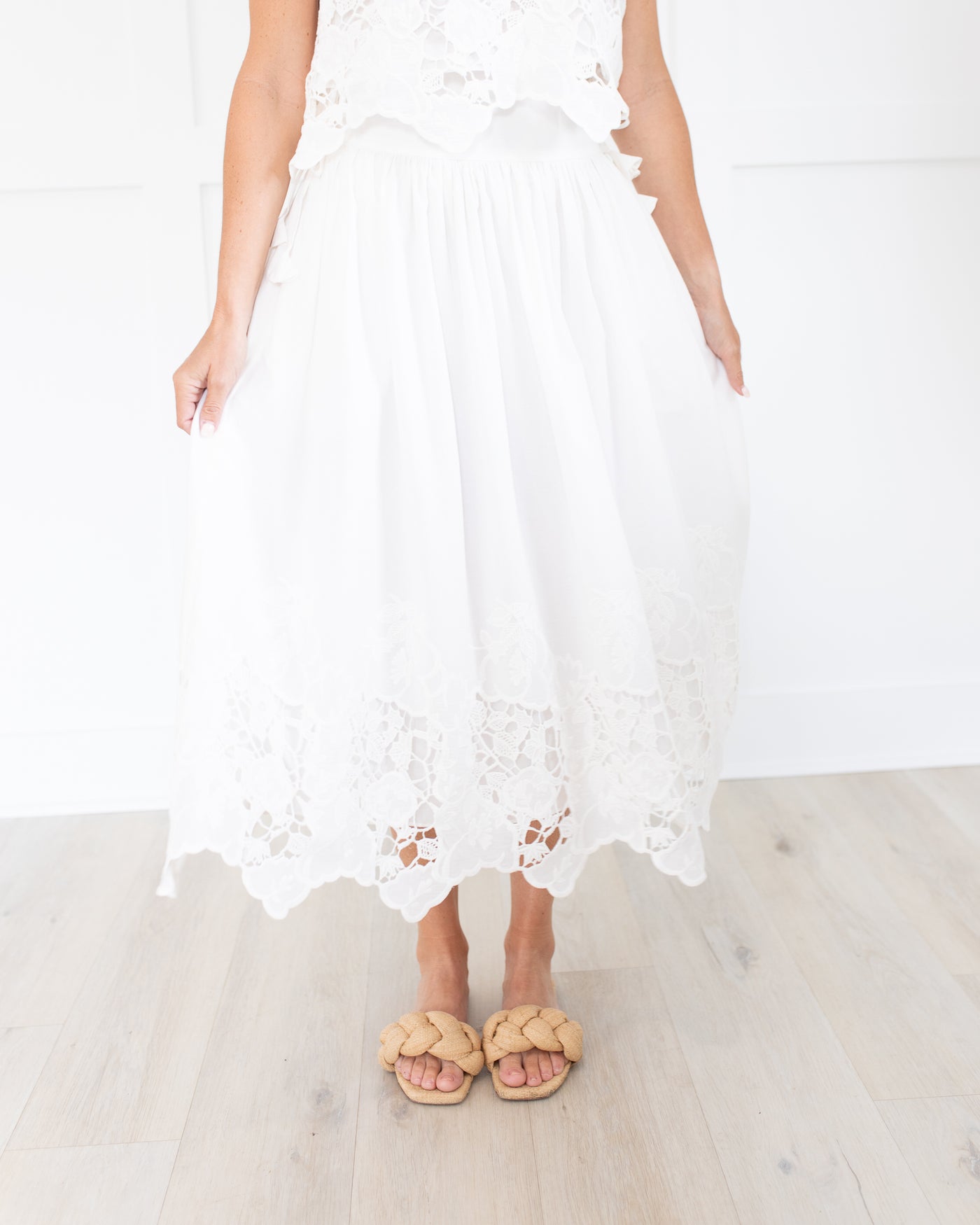 Nathalie Skirt in White Embroidery