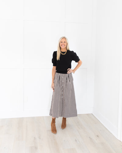 Scout Skirt in Ganache Pinstripe