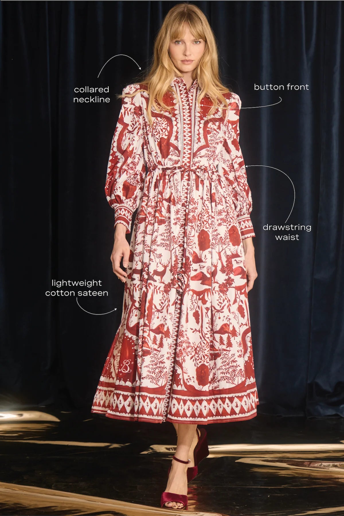 Rosie Dress in Central Park Toile by Hunter Bell