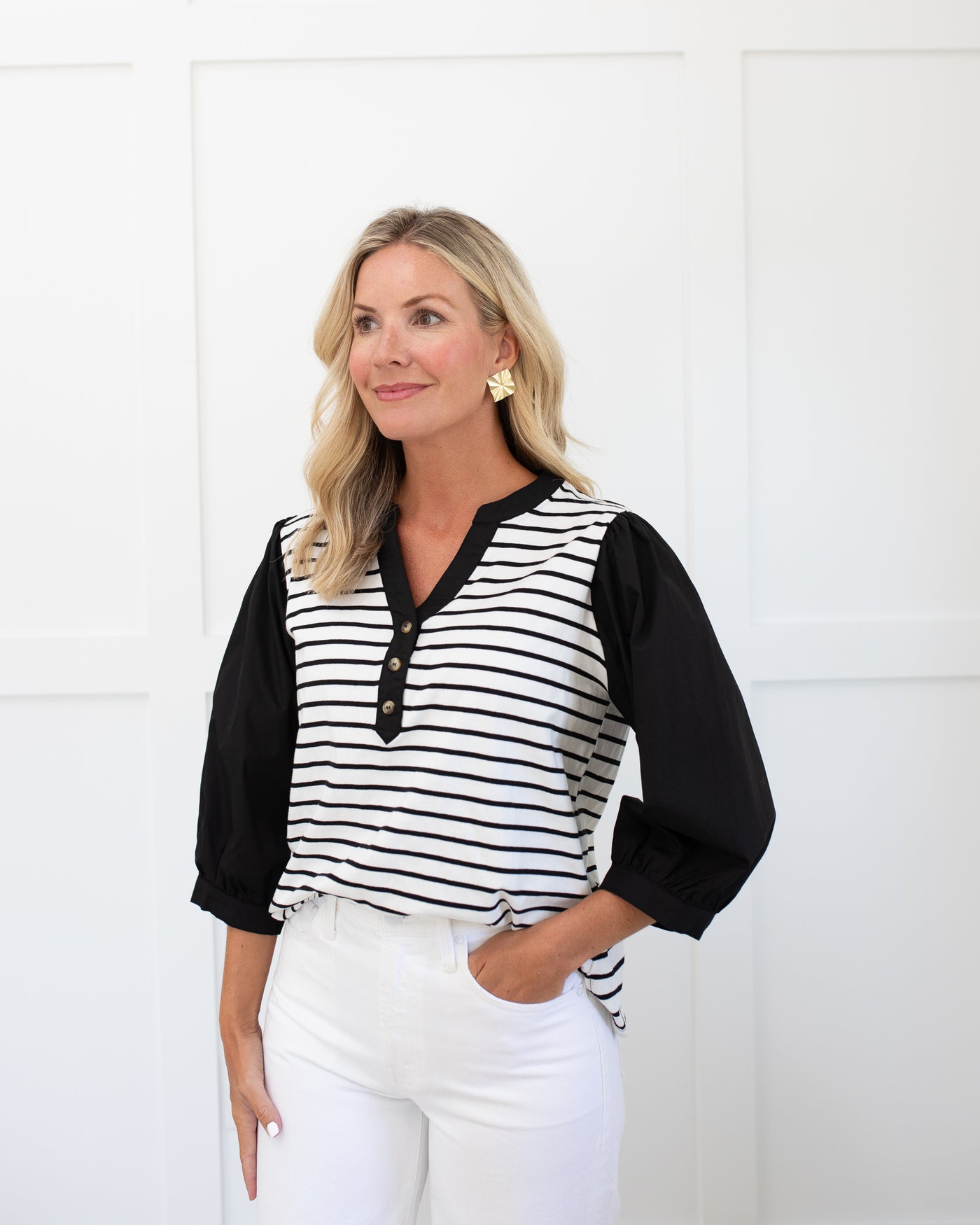 Black & White Stripe Top