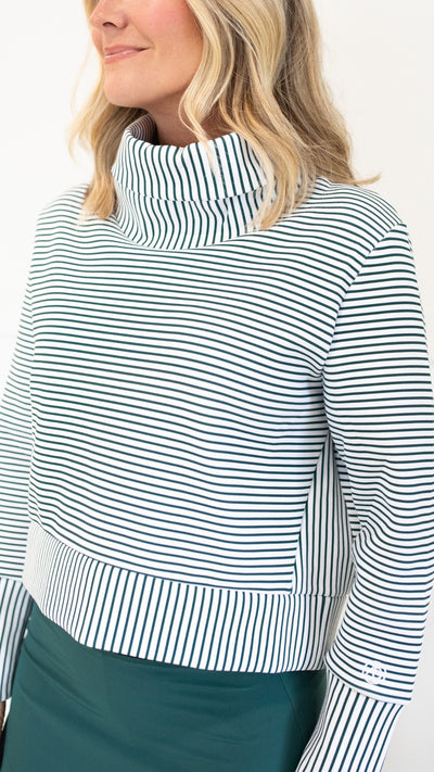 Everyother Day Pullover in Super White/Ivy Stripe by ADDISON BAY