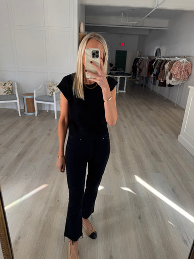 Black Cap Sleeve Lightweight Sweater